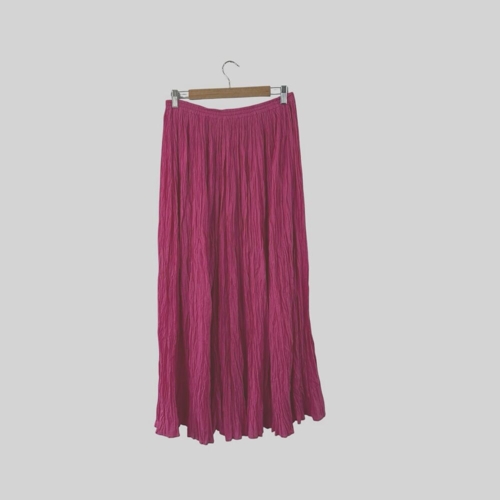 Midnite Large Western Broomstick Crinkle Maxi Skirt Pink Cotton Womens READ
